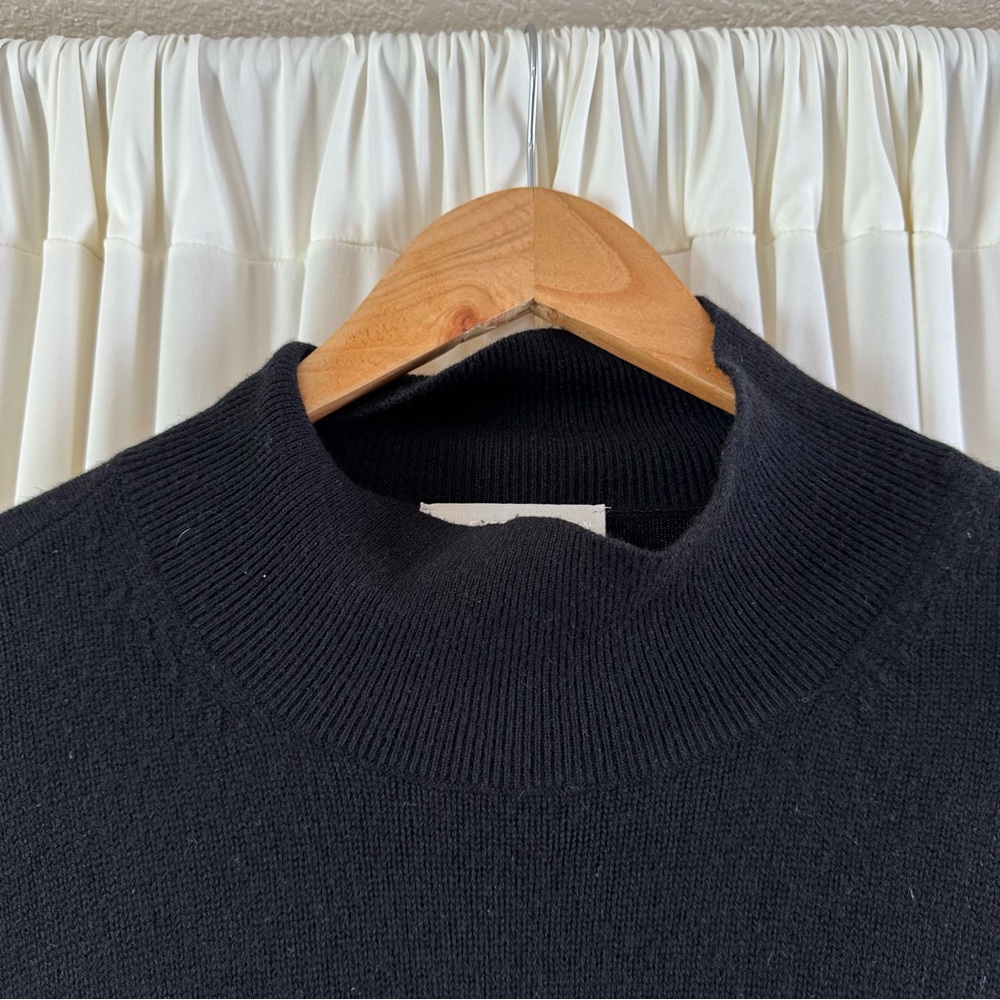 Everlane Black 100% Cashmere Mock Neck Sweater Fall Winter Cozy Size XL - Picture 3 of 6